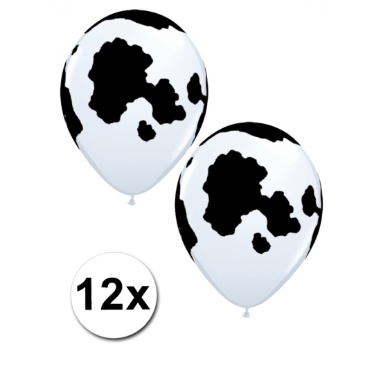 12 ballonnen bedrukt met koeien vlekken 28 cm