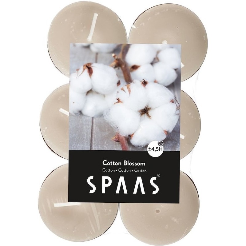 12x Geurtheelichtjes Cotton Blossom-wit 4,5 branduren