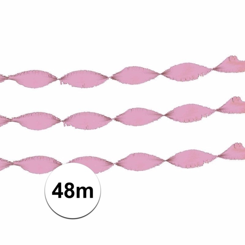 2x Feestartikelen Licht roze crepe slinger 24 meter.