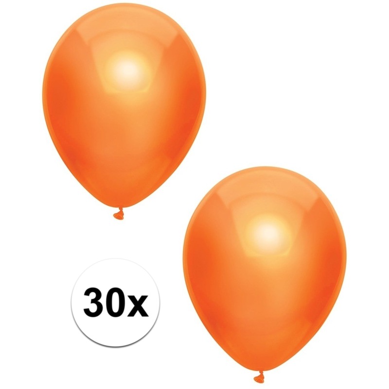 30x Oranje metallic ballonnen 30 cm