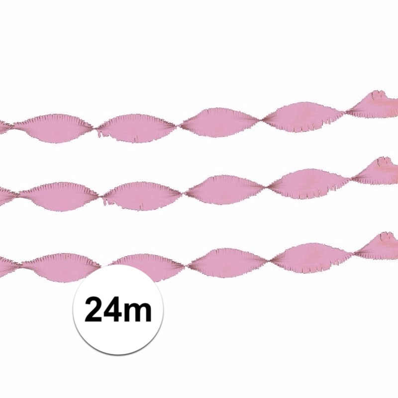 3x Feestartikelen Licht roze crepe slinger 24 meter.