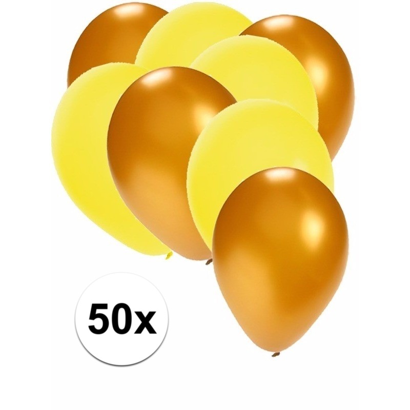 50x ballonnen 27 cm goud-gele versiering