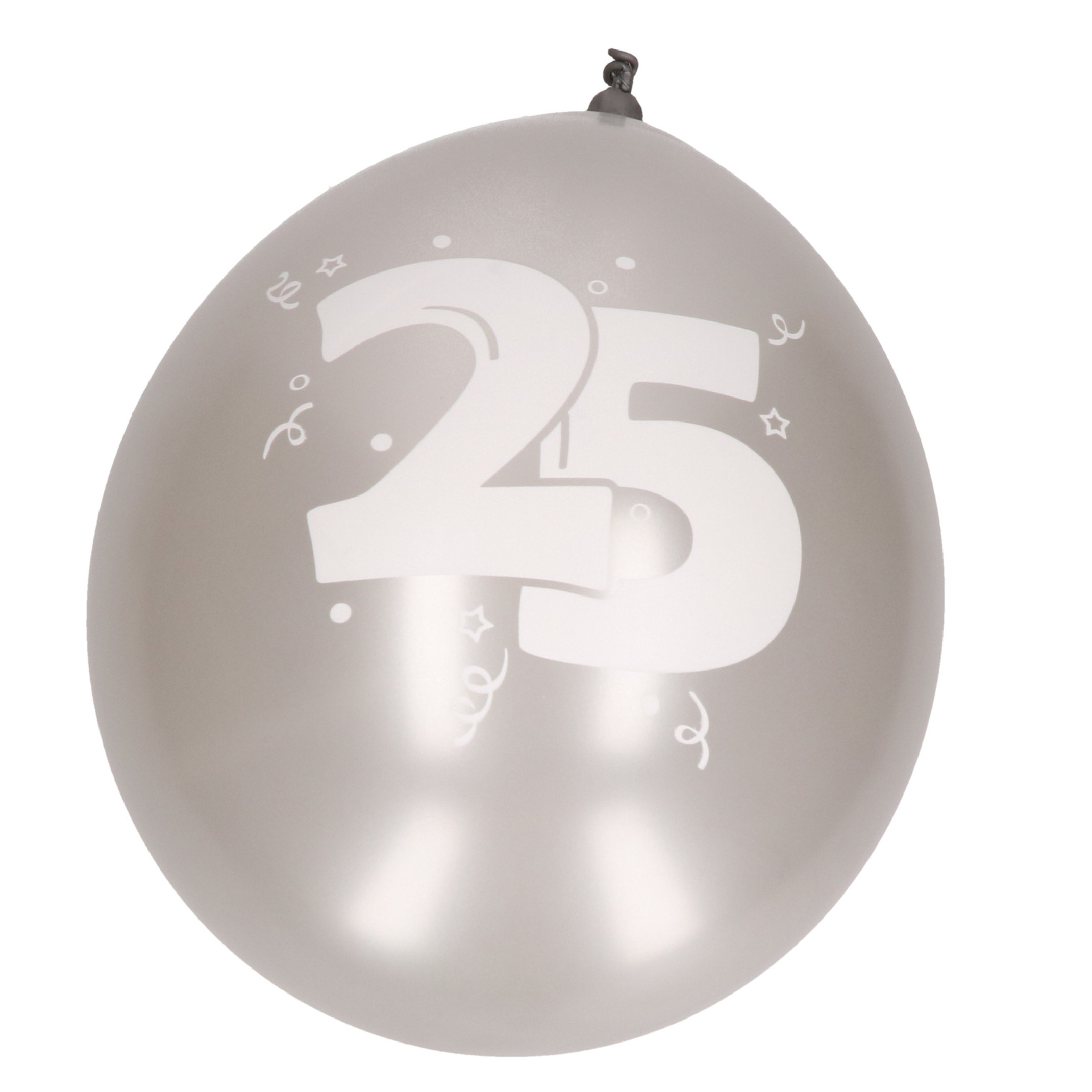 8x Feestartikelen Ballonnen zilver 25 jaar
