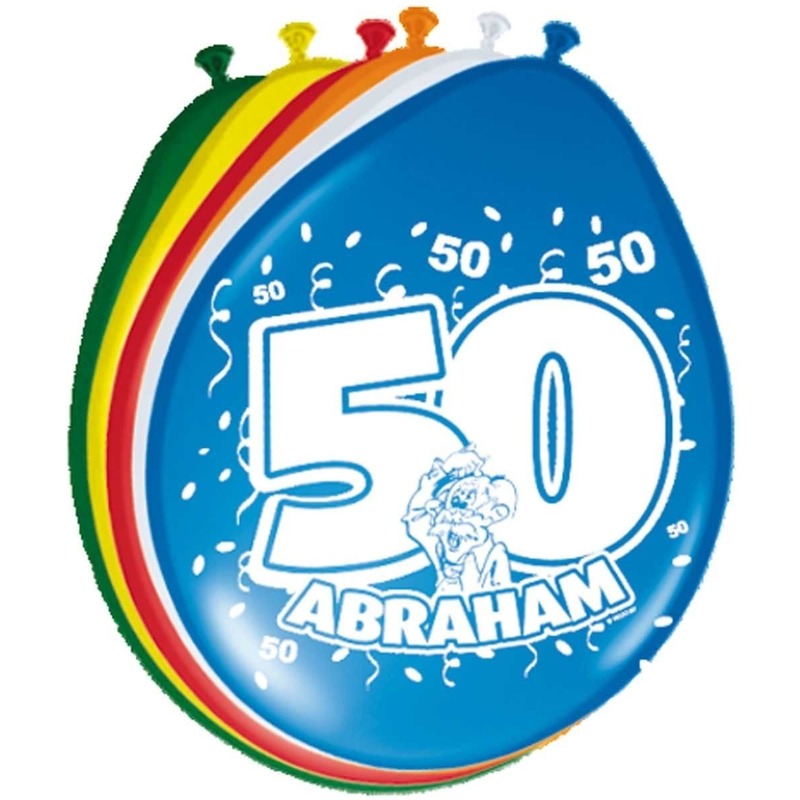 8x stuks Feestartikelen Ballonnen 50 jaar Abraham