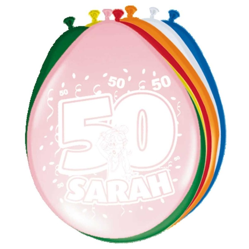 8x stuks Feestartikelen Ballonnen 50 jaar Sarah