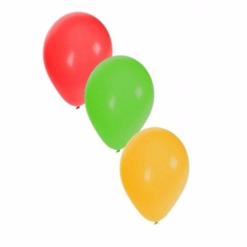 Ballonnen rood/geel/groen 15x stuks