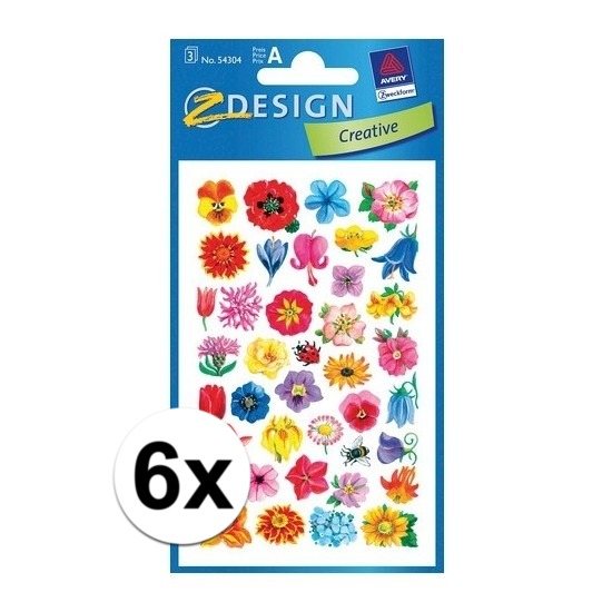 Bloemen stickers van papier 6 vellen