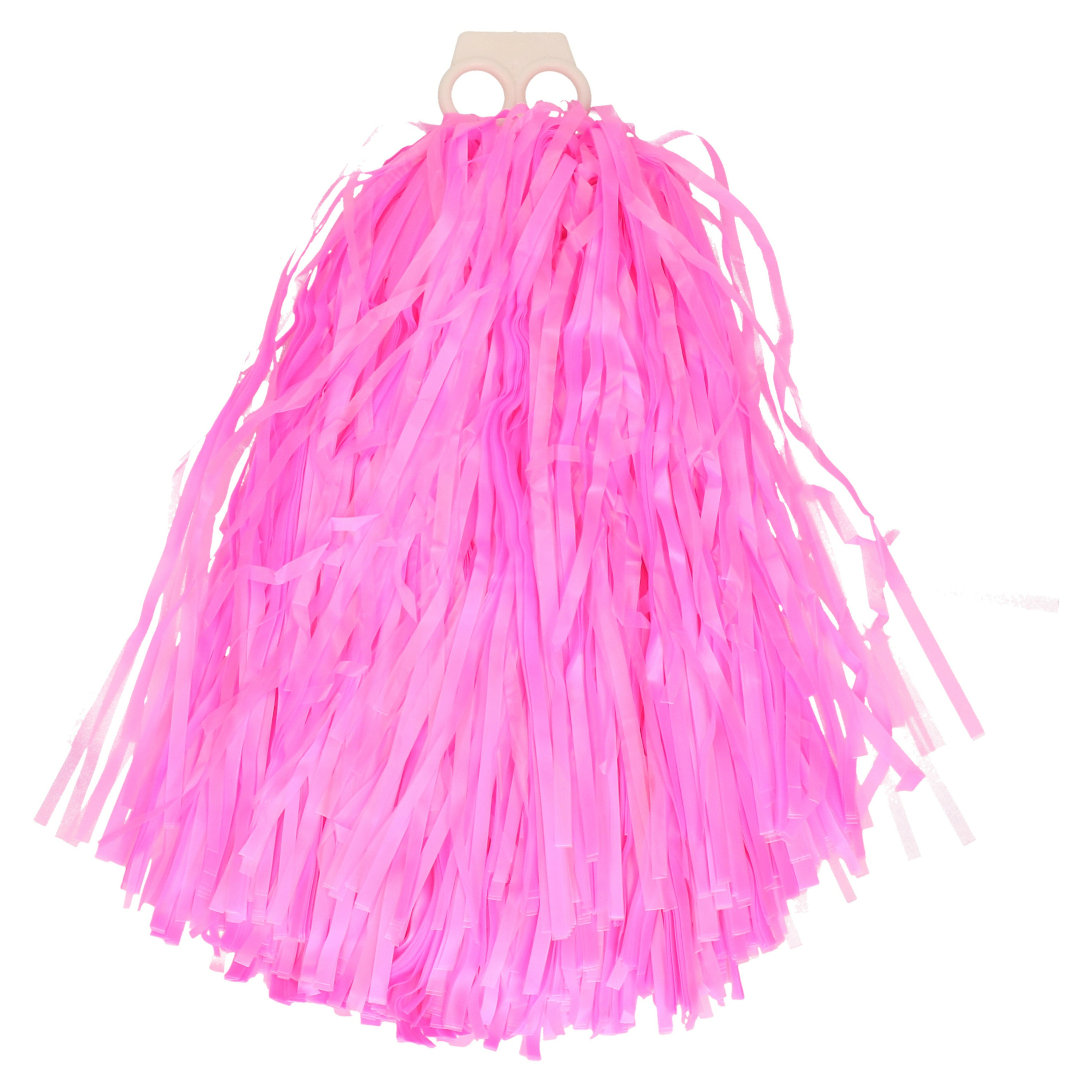Cheerballs-pompoms 1x roze met franjes en ring handgreep 28 cm