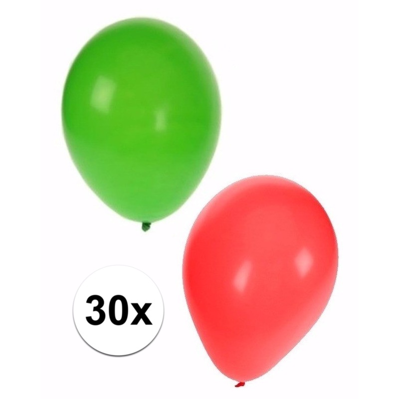 Feest Kerst ballonnen 30 stuks groen/rood