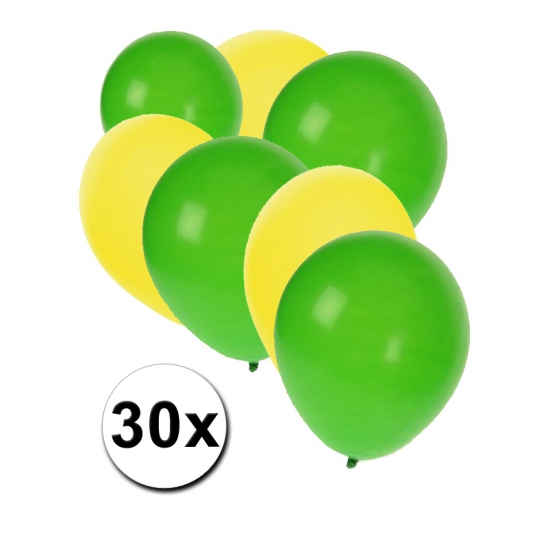 Feestartikelen 30x Ballonnen geel/groen