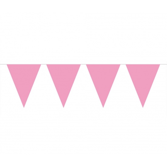 Feestartikelen Baby roze vlaggenlijn 10 meter