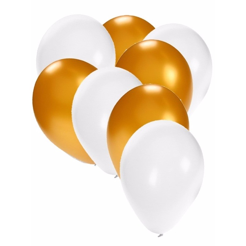 Feestartikelen Ballonnen wit/goud