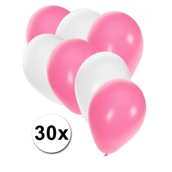 Feestartikelen Ballonnen wit/lichtroze