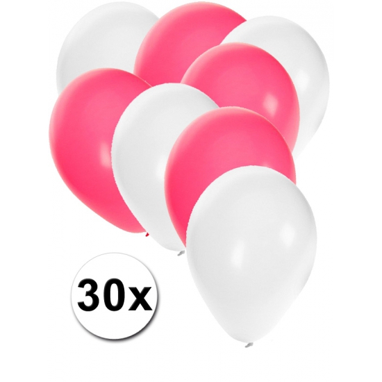 Feestartikelen Ballonnen wit-roze