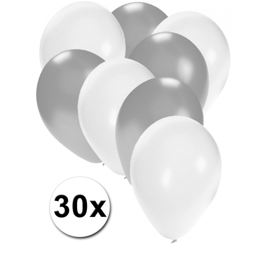 Feestartikelen Ballonnen wit/zilver