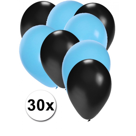 Feestartikelen Ballonnen zwart/lichtblauw