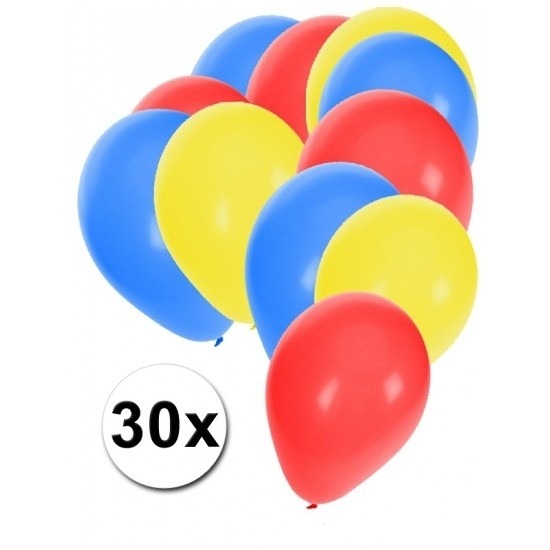 Feestartikelen blauwe-rode-gele ballonnen