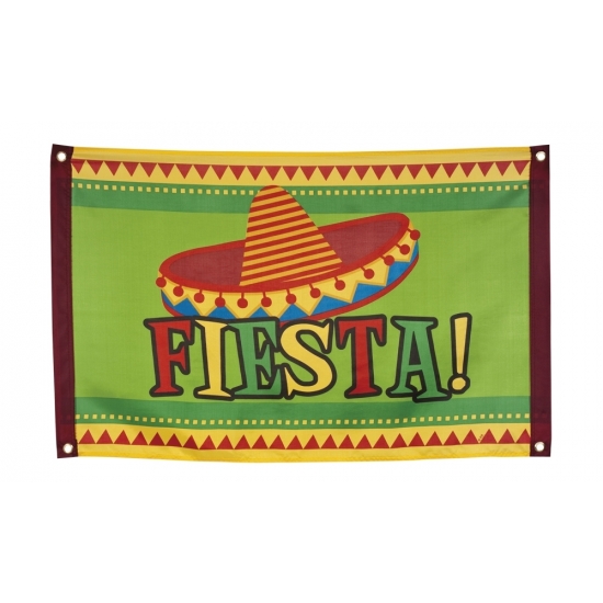 Feestartikelen Fiesta vlag met Mexicaanse hoed