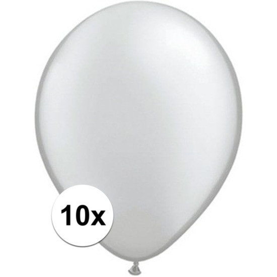 Feestartikelen Qualatex ballonnen metallic zilver 10 stuks
