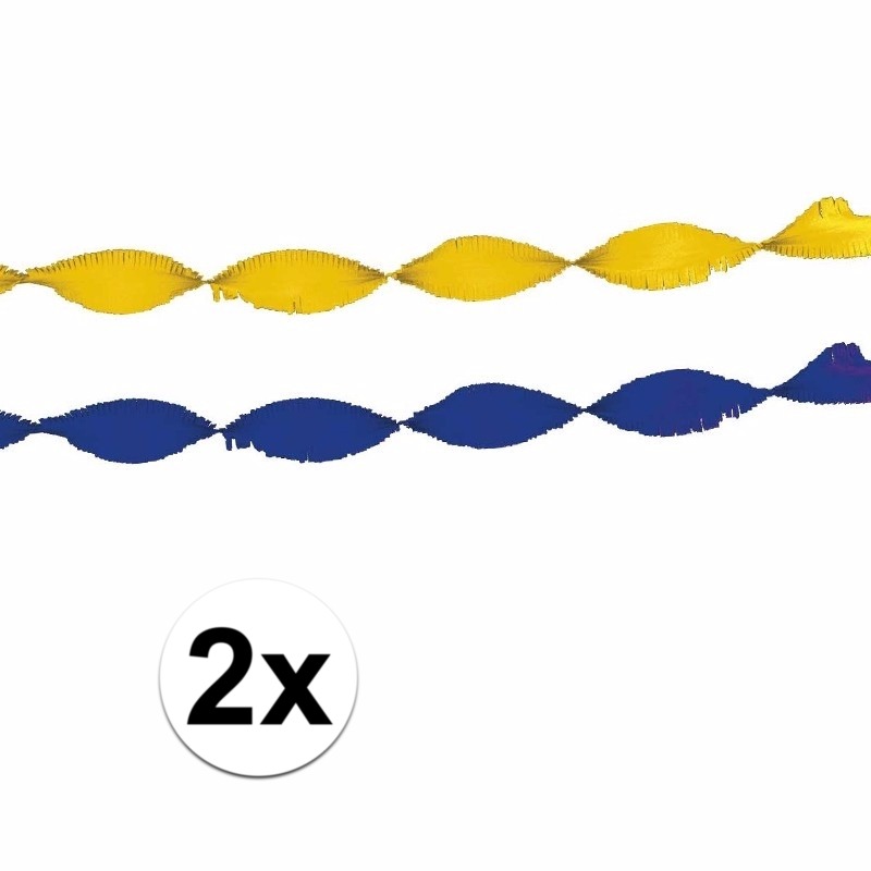Feestartikelen slingers geel blauw