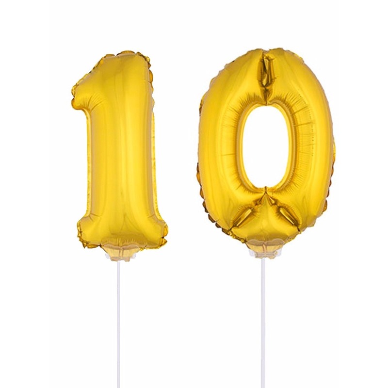 Gouden 10 jaar opblaasbaar ballon 41 cm