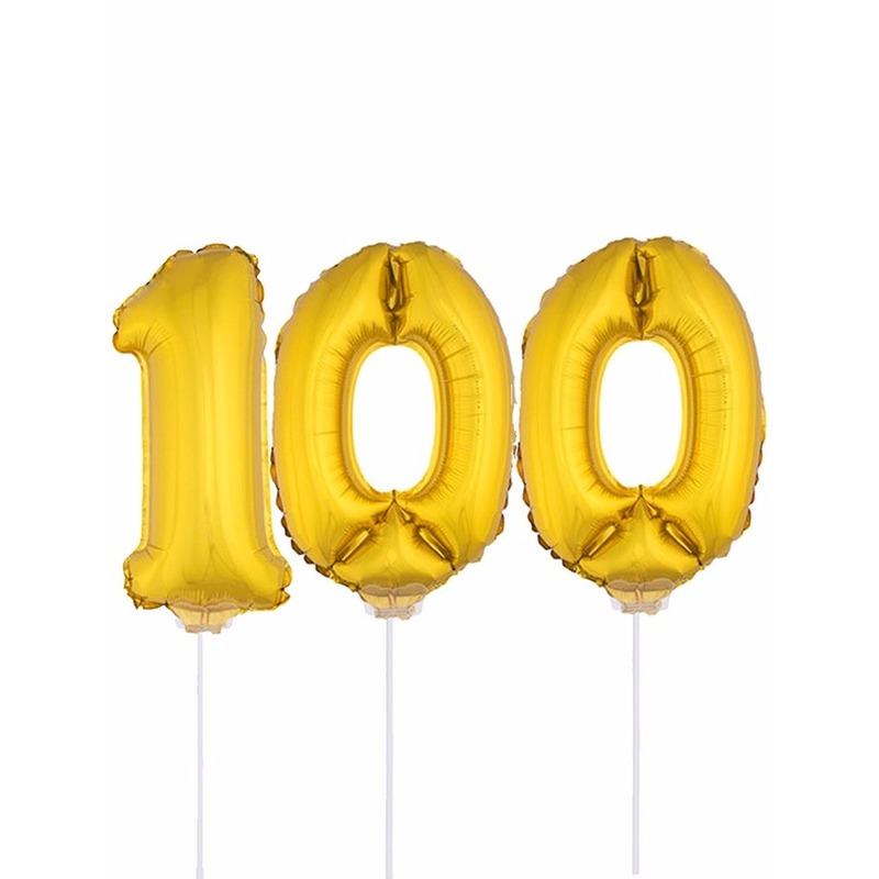 Gouden 100 jaar opblaasbaar ballon 41 cm
