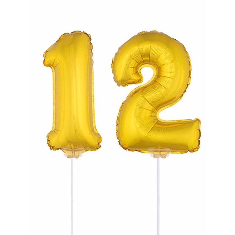 Gouden 12 jaar opblaasbaar ballon 41 cm