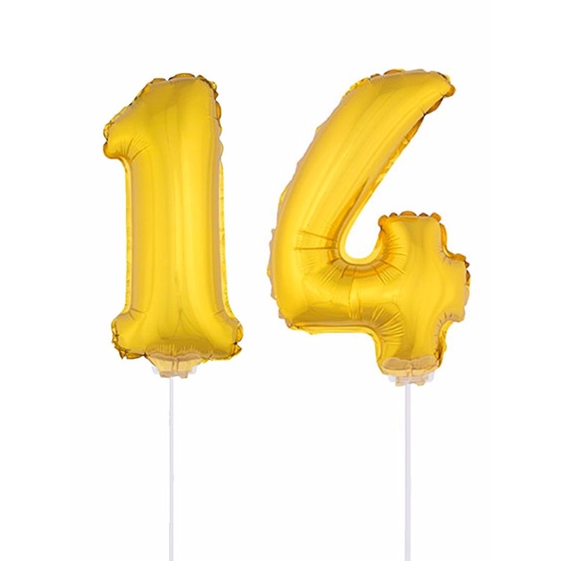 Gouden 14 jaar opblaasbaar ballon 41 cm