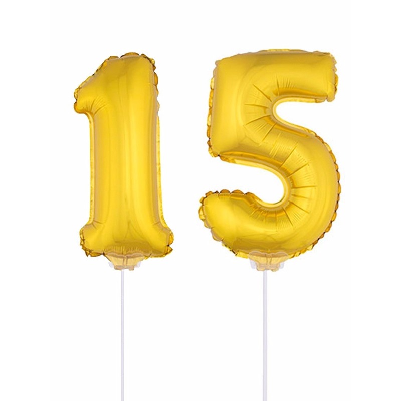 Gouden 15 jaar opblaasbaar ballon 41 cm