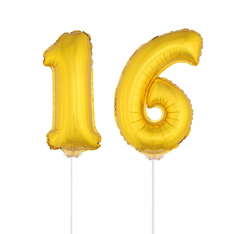 Gouden 16 jaar opblaasbaar ballon 41 cm