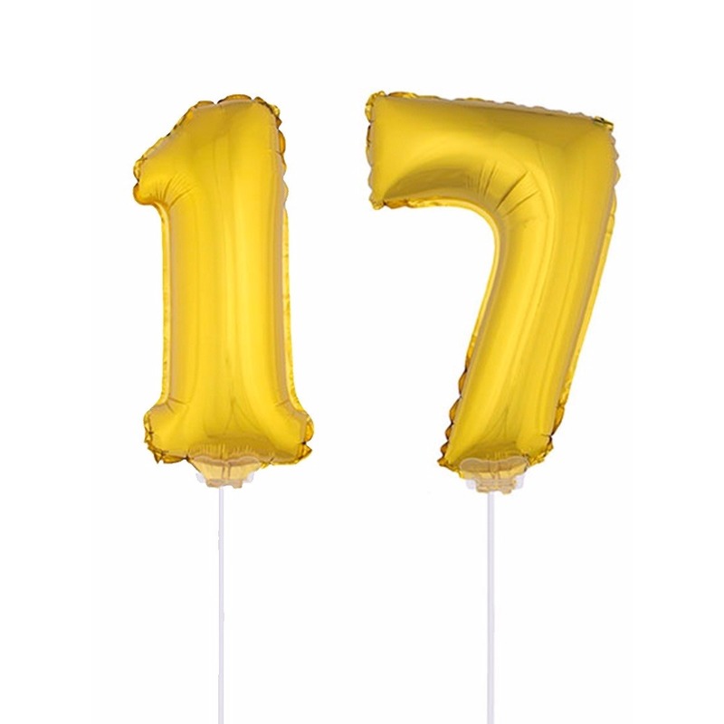Gouden 17 jaar opblaasbaar ballon 41 cm