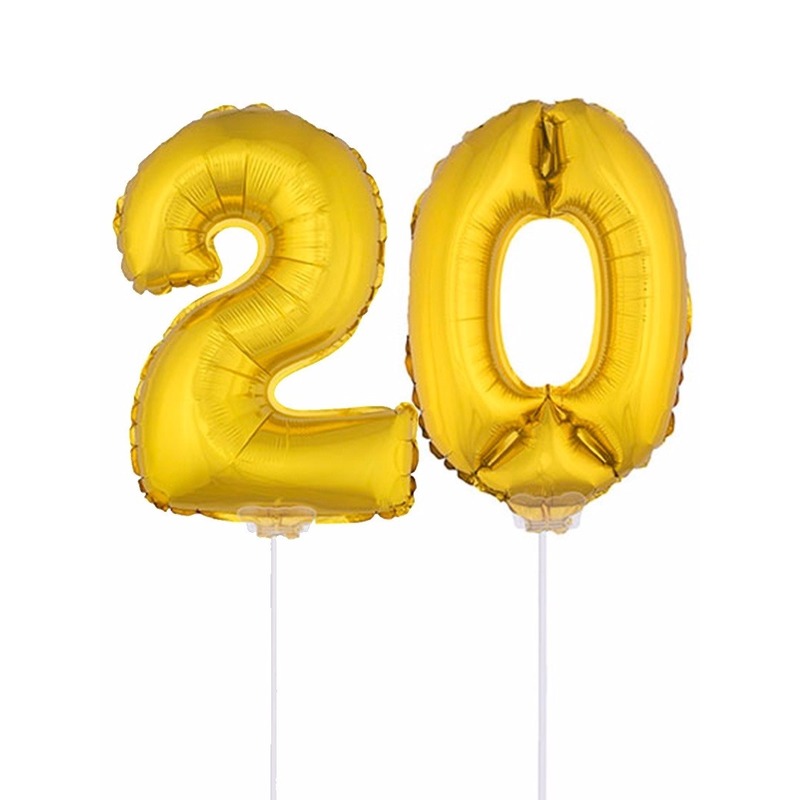 Gouden 20 jaar opblaasbaar ballon 41 cm