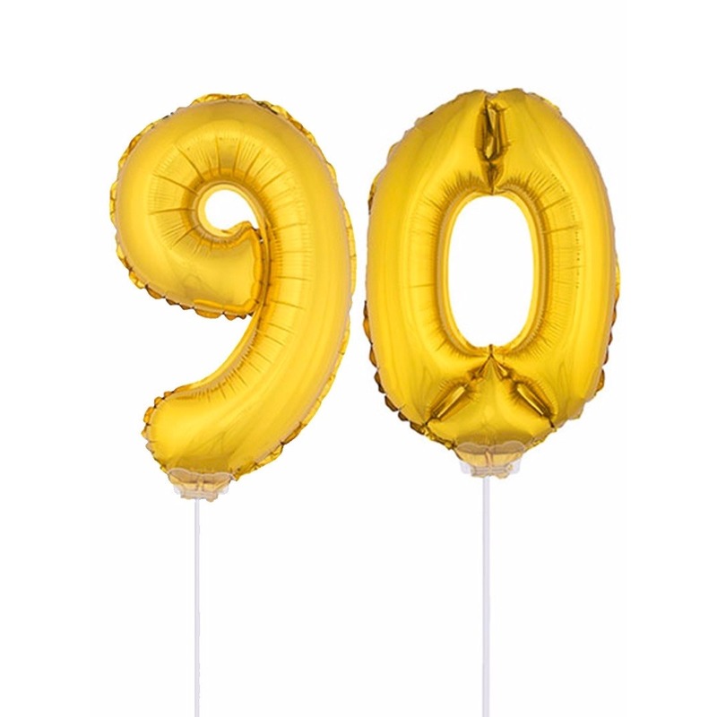 Gouden 90 jaar opblaasbaar ballon 41 cm