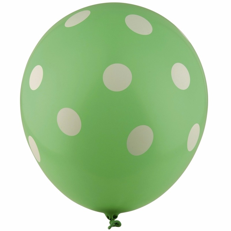 Groene verjaardags ballonnen met witte stippen 30 cm 5st