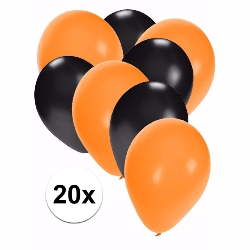 Halloween versiering ballonnen zwart-oranje 20x