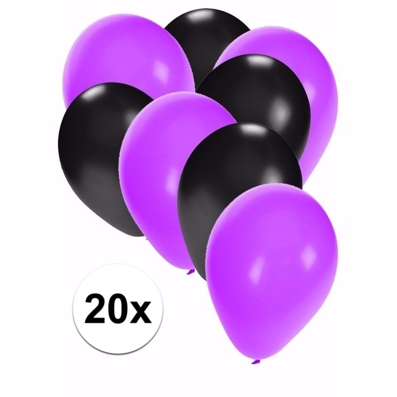 Halloween versiering ballonnen zwart-paars 20x