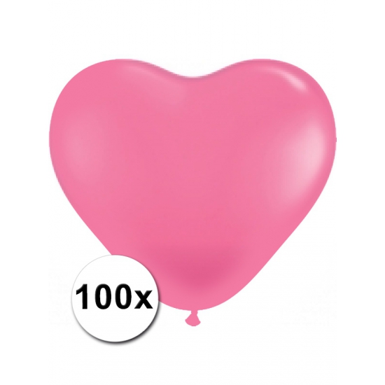 Huwelijk 100 hartjes ballonnen roze