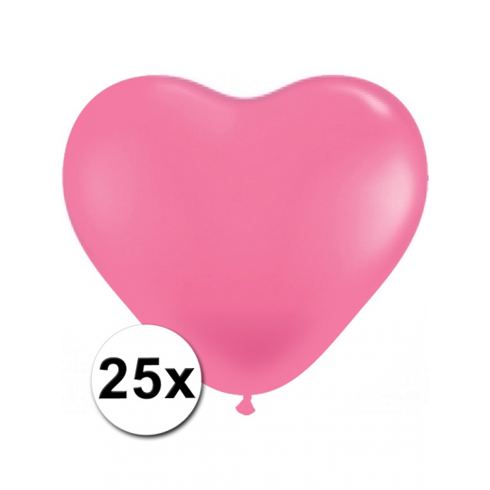 Huwelijk 25 hartjes ballonnen roze