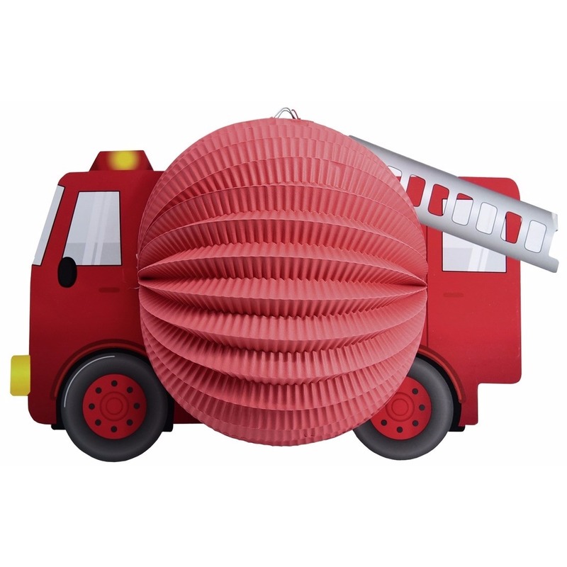 Lampionnen rode brandweerauto 20 cm