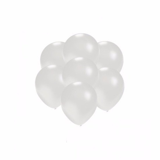 Metallic witte ballonnen klein 200 stuks