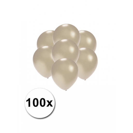 Metallic zilveren ballonnen klein 100 stuks