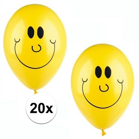 Smiley thema ballonnen geel 20 stuks