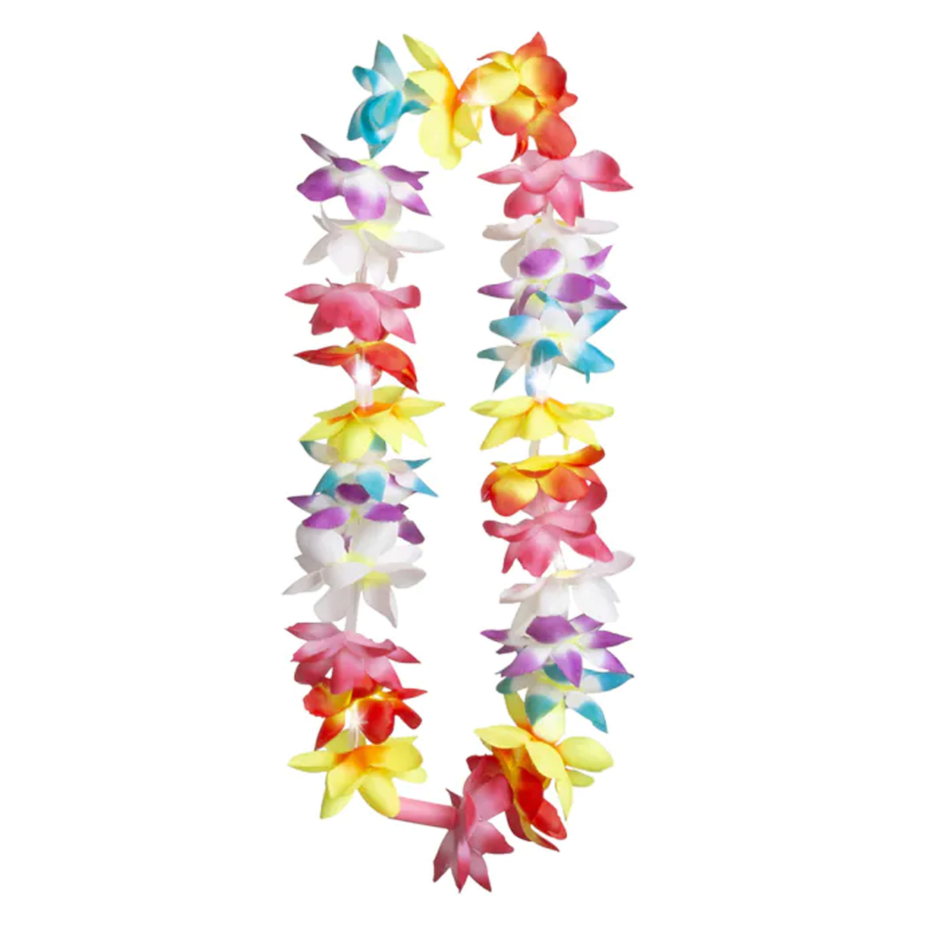 Toppers Hawaii krans-slinger Met LED lichtjes Tropische-zomerse kleuren mix Bloemen hals slingers