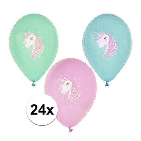 Unicorn thema feest ballonnen 24 stuks