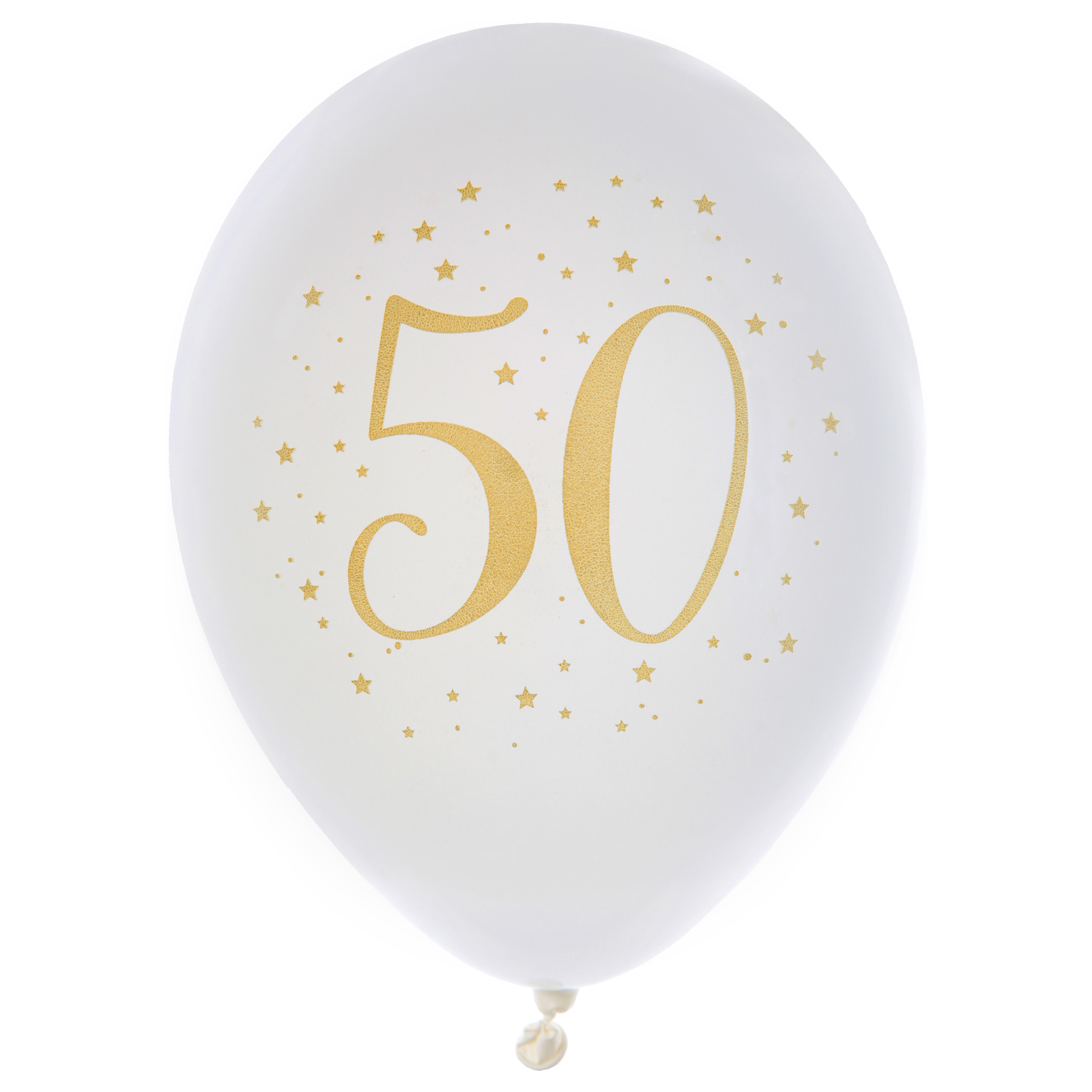 Verjaardag leeftijd ballonnen 50 jaar - 8x - wit/goud - 23 cm - Abraham/Sarah feestartikelen