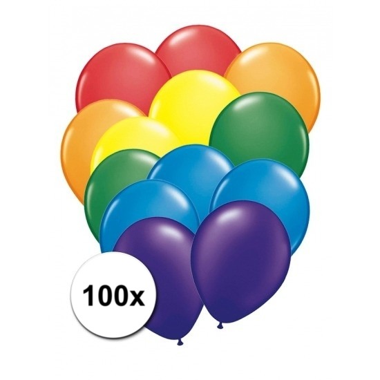 Voordelige regenboog ballonnen 100 stuks