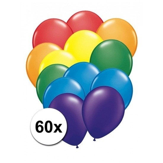 Voordelige regenboog ballonnen 60 stuks