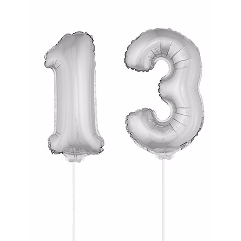 Zilveren 13 jaar opblaasbaar ballon 41 cm