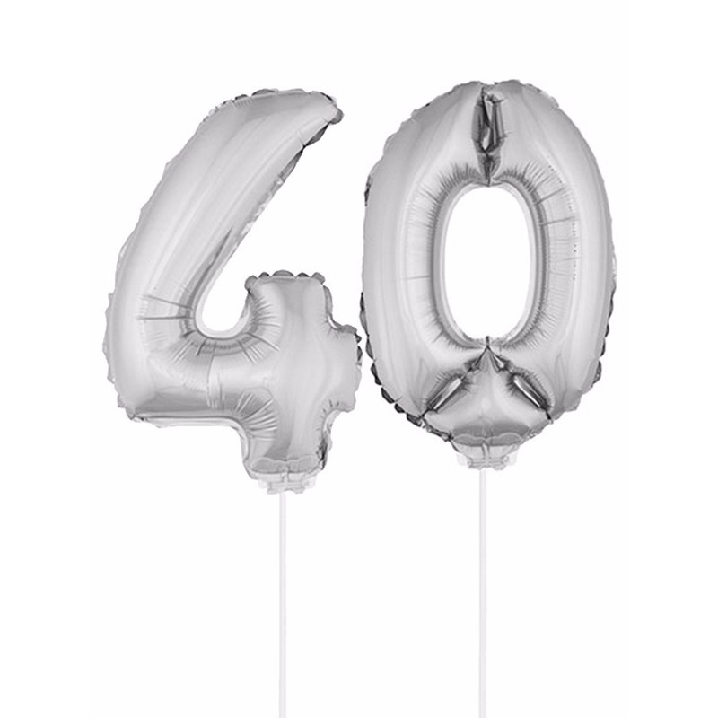Zilveren 40 jaar opblaasbaar ballon 41 cm