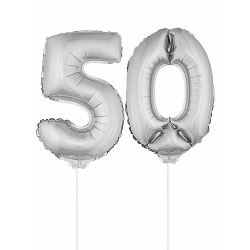 Zilveren 50 jaar opblaasbaar ballon 41 cm